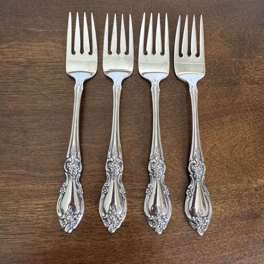 4 Oneida Raphael Salad Forks Distinction Deluxe Stainless Flatware Replacement 2